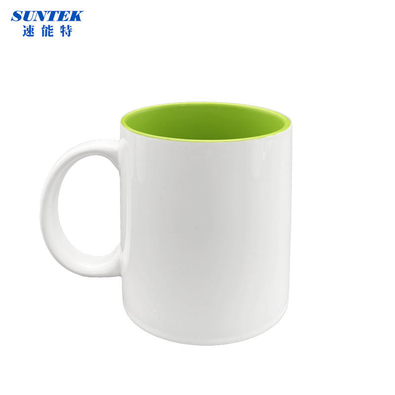 White Blank Sublimation Mug With Handle Rim And Round Handle Ceramic Porcelain Mugs Inner Color Coffee Mug