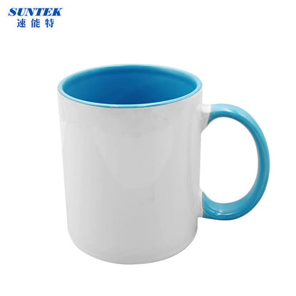 White Blank Sublimation Mug With Handle Rim And Round Handle Ceramic Porcelain Mugs Inner Color Coffee Mug