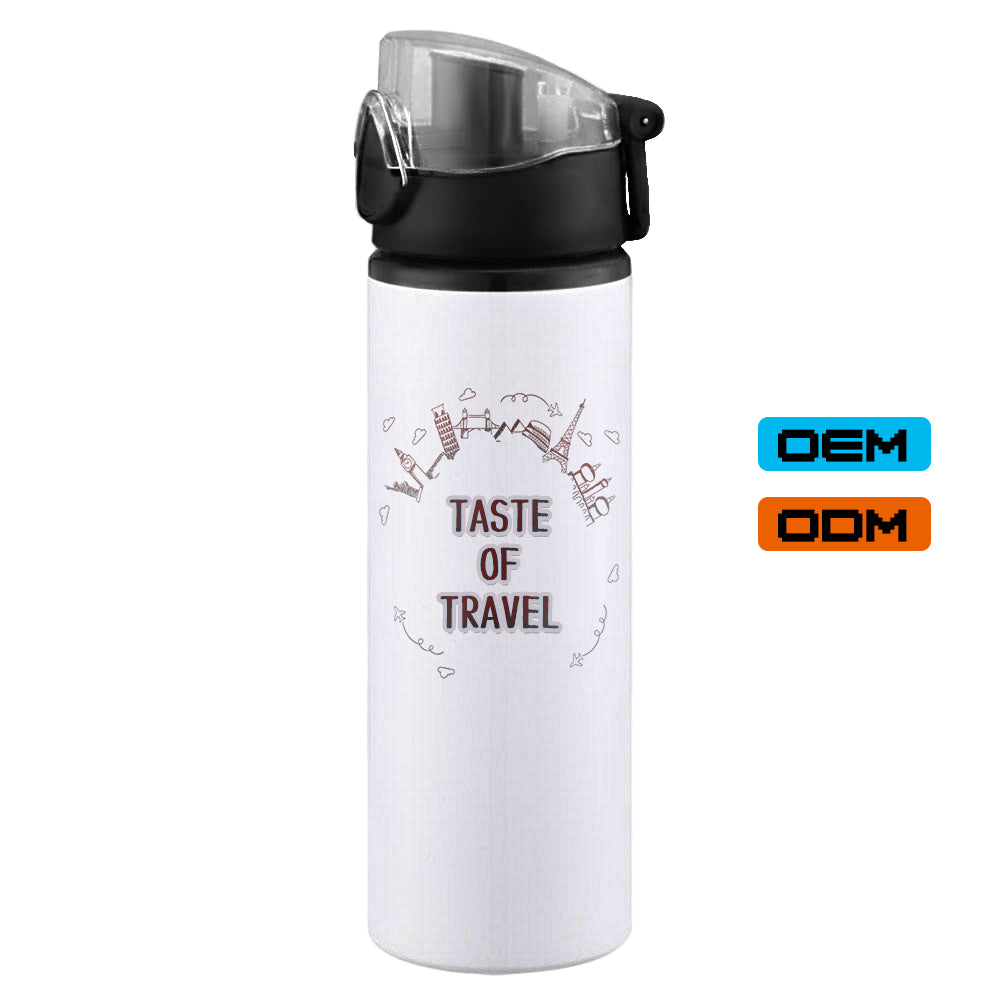 Sublimation Blank White 750ml Big Mouth Aluminum Sports Water Bottle with Handle Lid