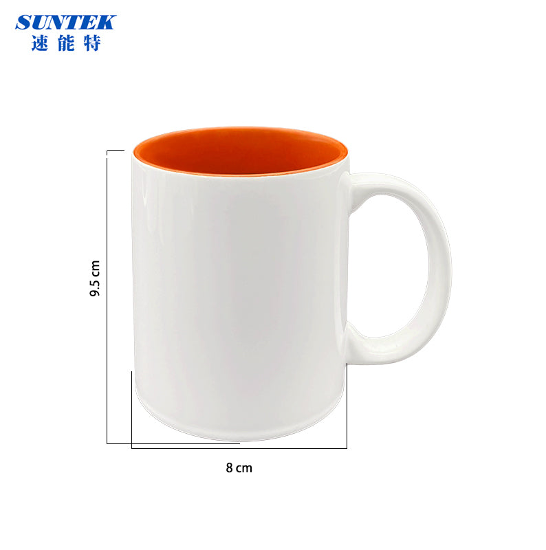 11oz Sublimation Ceramic Coffee Mug White With Color Inside, Handled Mug With Foam Box