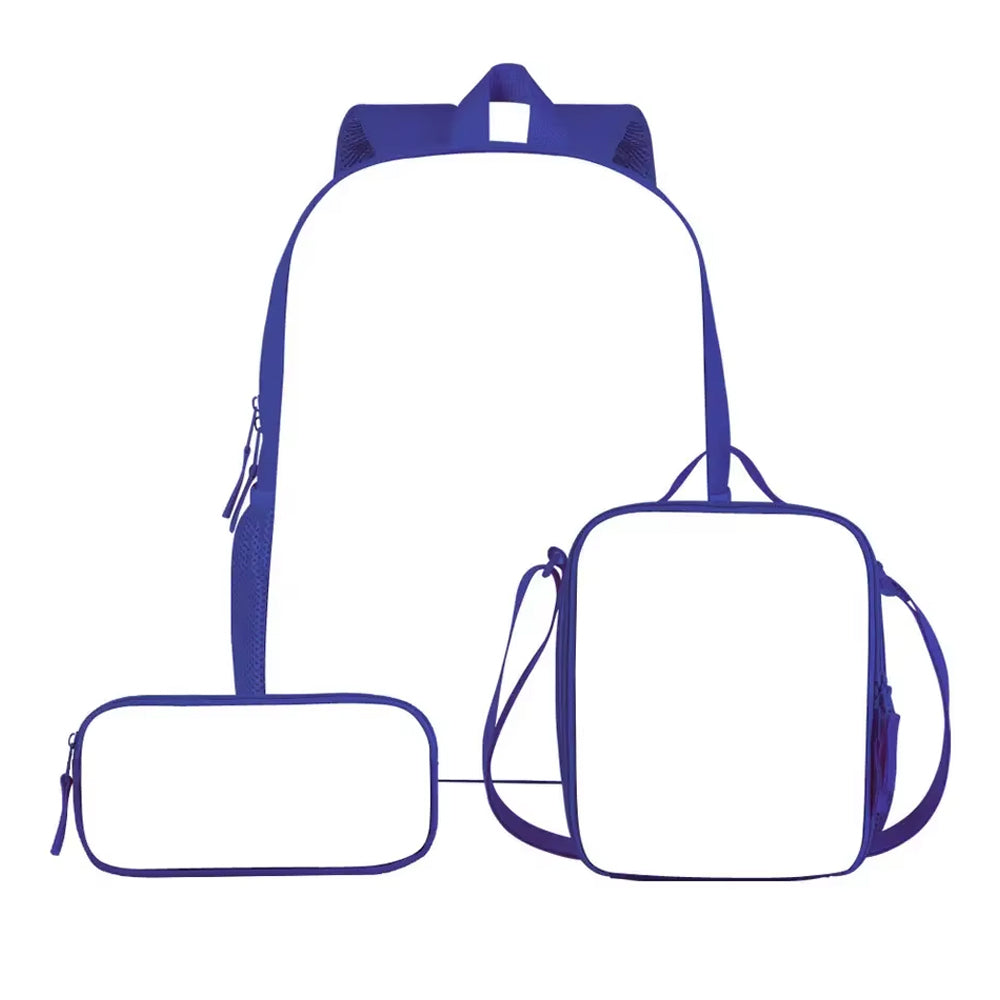 Sublimation Blank 3Pcs Backpack Set with Lunch Box & Pencil Pouch - Kids School Bag Waterproof Lightweight for Boys Girls Elementary Middle School
