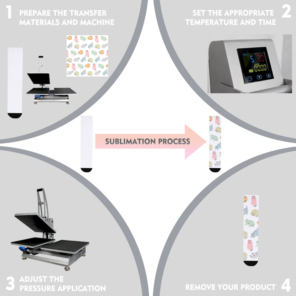 Customizable Adult Sports Socks 40cm Length, Sublimation Ready Black Toe & Heel, Terry Loop Sole for Running & Training