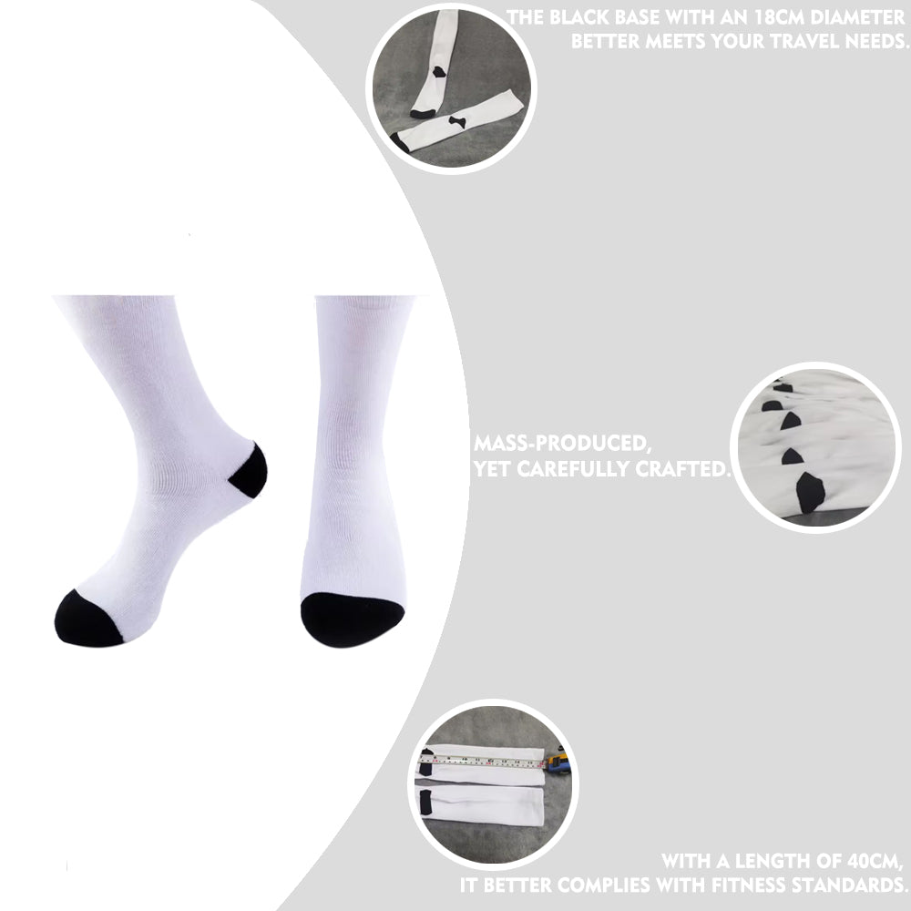 Customizable Adult Sports Socks 40cm Length, Sublimation Ready Black Toe & Heel, Terry Loop Sole for Running & Training