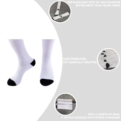 Customizable Adult Sports Socks 40cm Length, Sublimation Ready Black Toe & Heel, Terry Loop Sole for Running & Training