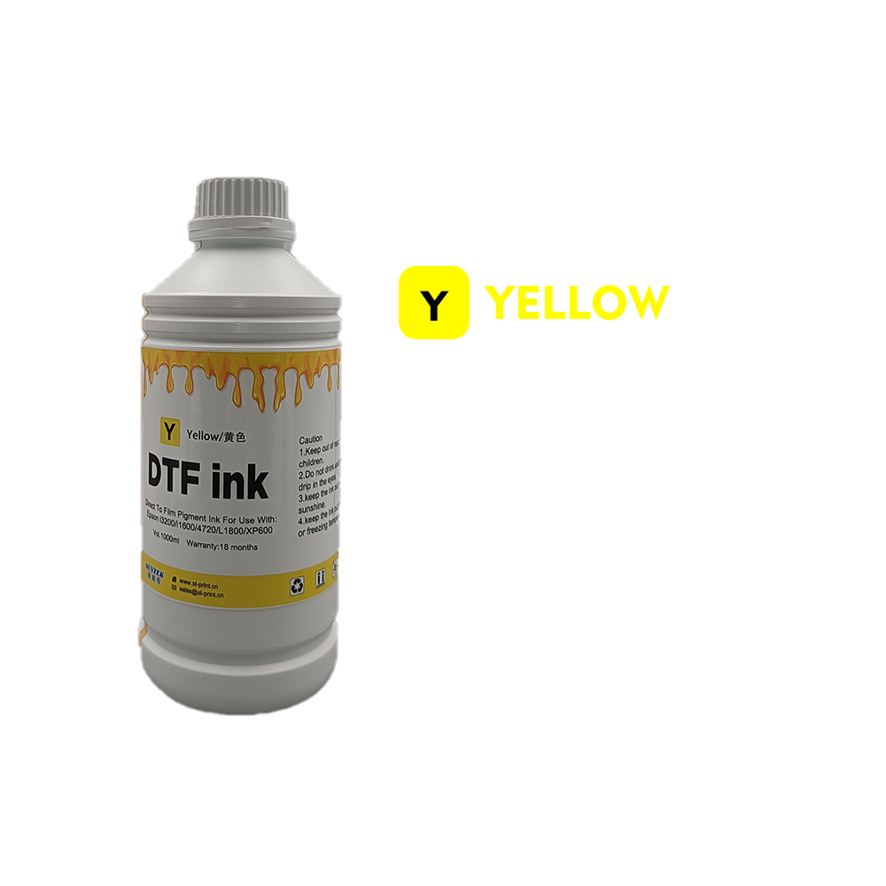 DTF Printer Ink CMYK+White Set 1000ml/Bottle, 5 Colors for Direct to Film Printing, High Color Gamut Ink for Textile Transfer