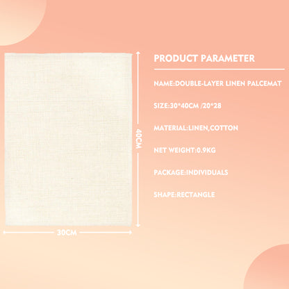 Sublimation Ready Double Layer Linen Placemat 30x40cm, Heat Transfer Table Mat, Customizable Dining Decor, 11pcs/OPP Bag