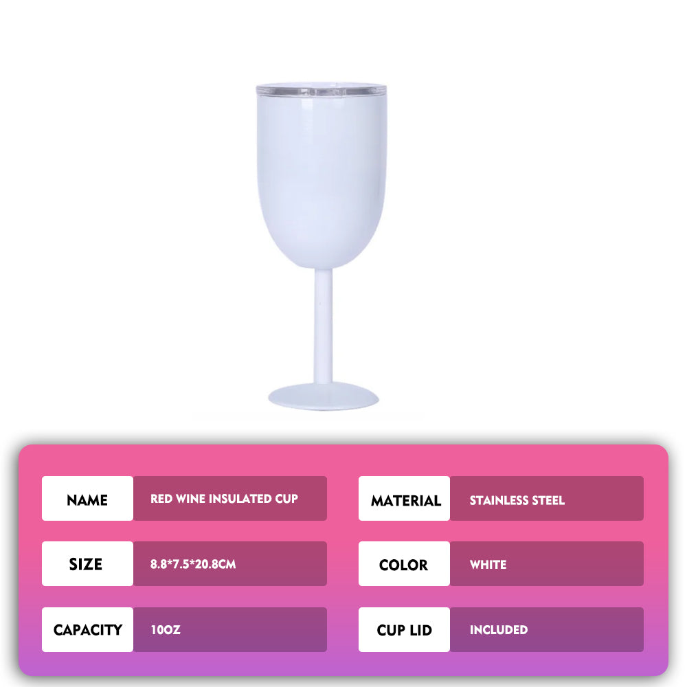 10oz White Sublimation Stemless Wine Tumbler, Stainless Steel Vacuum Insulated, Double Wall Insulation,Design For yourself