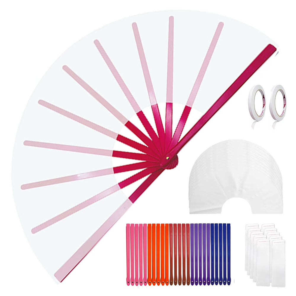 25Pcs Sublimation Blank Folding Clack Fans, Plastic Frames & Polyester Fabric, Boots On The Ground Fan for Party Wedding Decoration