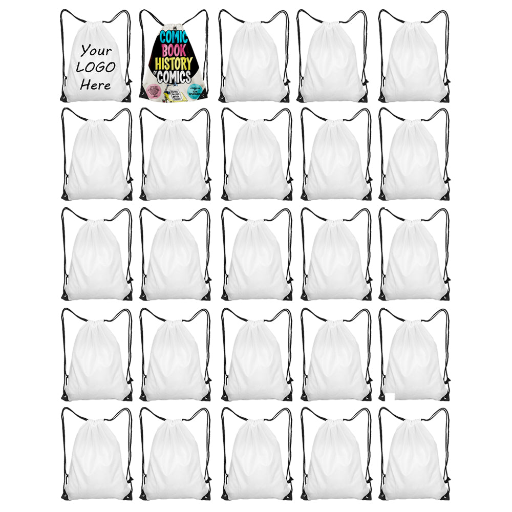 4Pcs Sublimation Drawstring Backpack Bulk 420D Premium Polyester Heat-Sealed Edges Draw String Bags For Gym Sport Party Hiking
