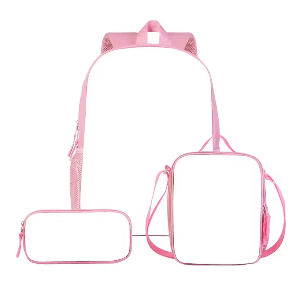 Sublimation Blank 3Pcs Backpack Set with Lunch Box & Pencil Pouch - Kids School Bag Waterproof Lightweight for Boys Girls Elementary Middle School