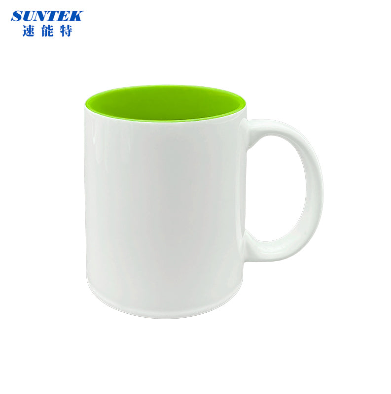 11oz Sublimation Ceramic Coffee Mug White With Color Inside, Handled Mug With Foam Box