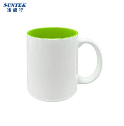 11oz Sublimation Ceramic Coffee Mug White With Color Inside, Handled Mug With Foam Box
