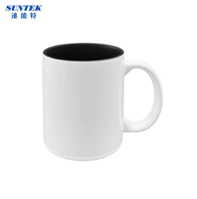 11oz Sublimation Ceramic Coffee Mug White With Color Inside, Handled Mug With Foam Box